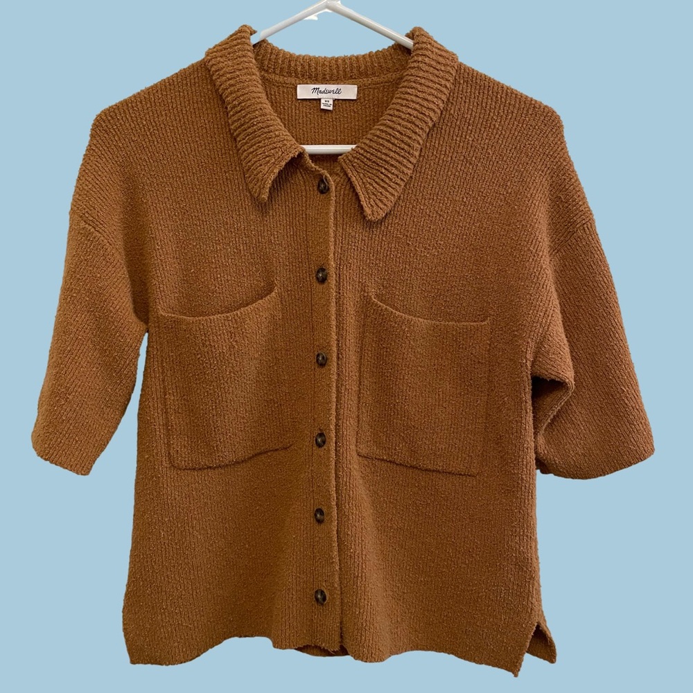 Madewell Holmden Button-Front Polo Sweater Toffee XS